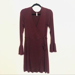 Faux Wrap Sweater Dress